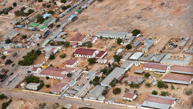 Vue aérienne de l’hôpital de Galcayo-Nord géré par MSF.