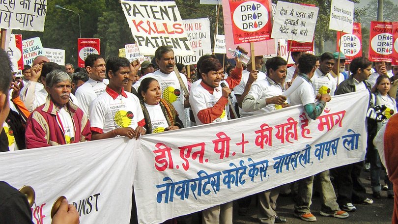 Une manifestation contre Novartis à New Dehli, en Inde, en 2007.