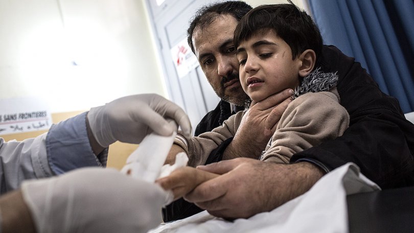 L’équipe MSF est venue soutenir le personnel du ministère palestinien de la Santé à l’hôpital Shifa où la plupart des blessés sont admis.