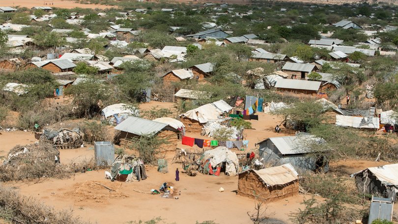 Vue aérienne du camp de Dagahaley, Dadaab, Kenya