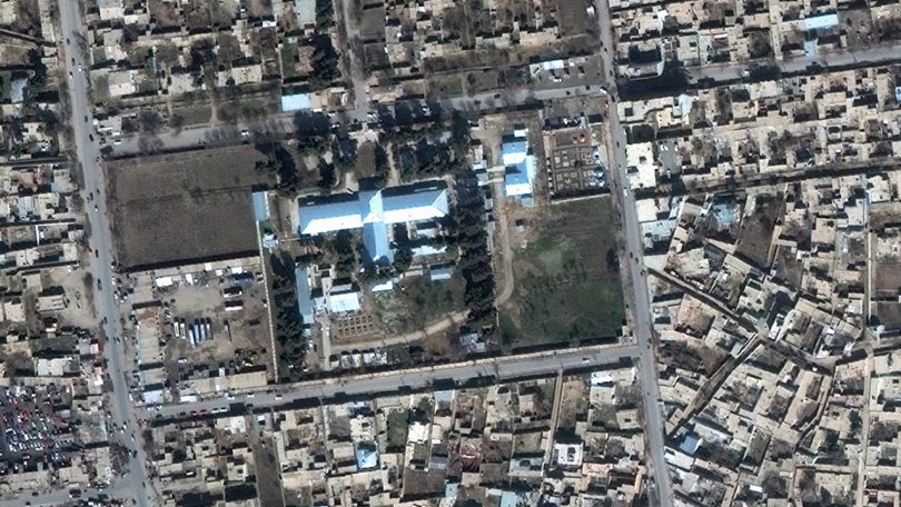 Vue aérienne de l’hôpital MSF de Kunduz en 2014