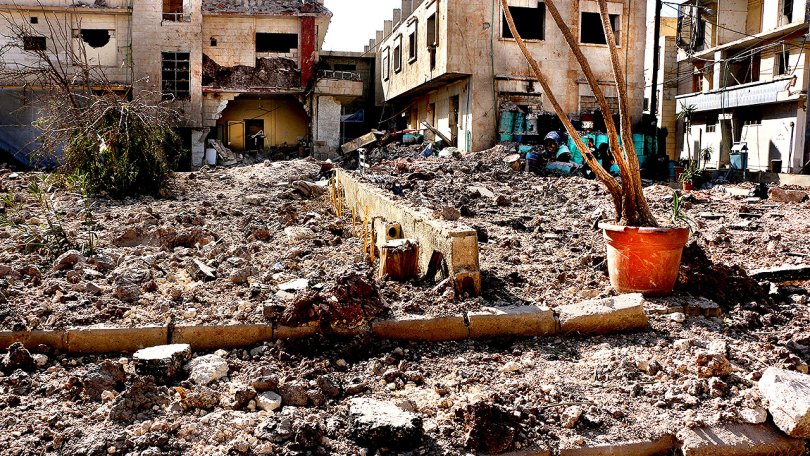 Le Centre de Trauma M10 soutenu par MSF, gravement endommagé lors de bombardements le 28 septembre à Alep.