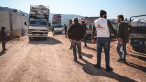 Hilfsgüterverteilung in Salqin. Idlib, Nordsyrien, 18. Februar 2023.