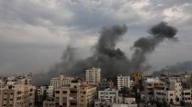 Vue des destructions à Gaza, provoquées par les bombardements israéliens. Octobre 2023.  